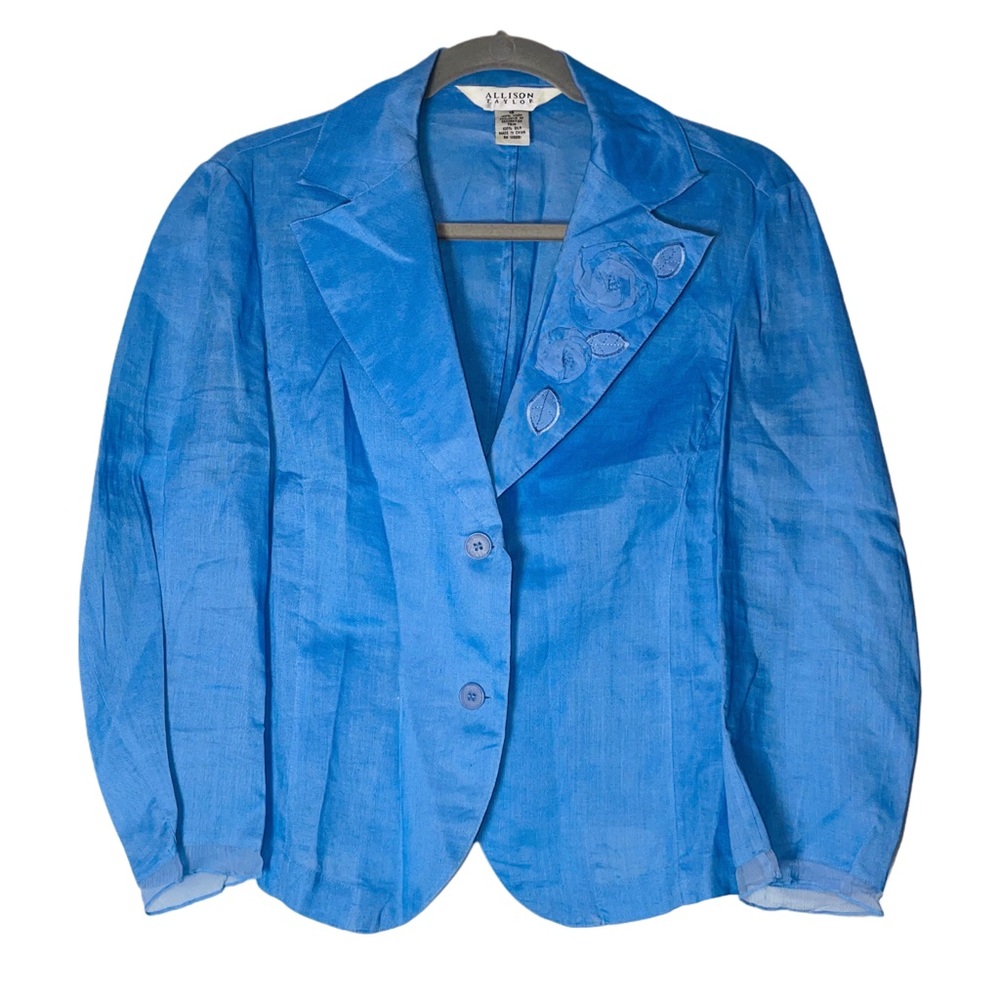 Allison Taylor Sky Blue Jacket with Floral Accents